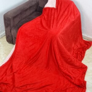 .RED FLUFFY FAUX BLANKET
