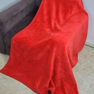 .RED FLUFFY FAUX BLANKET